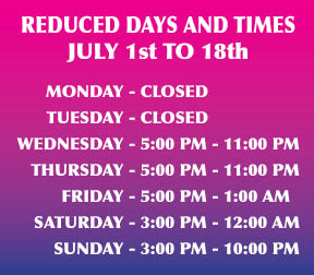 Reduced days and times